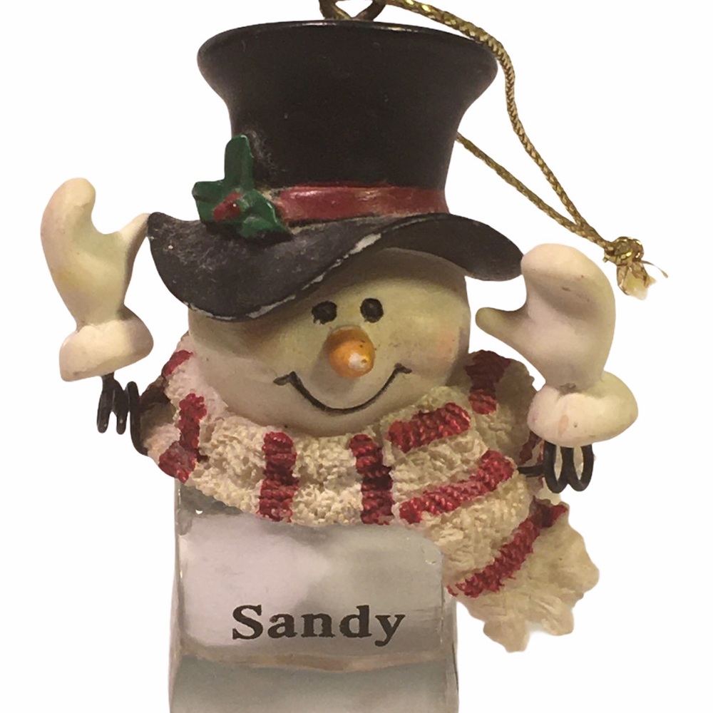 Personalized snowman SANDY Christmas ornament